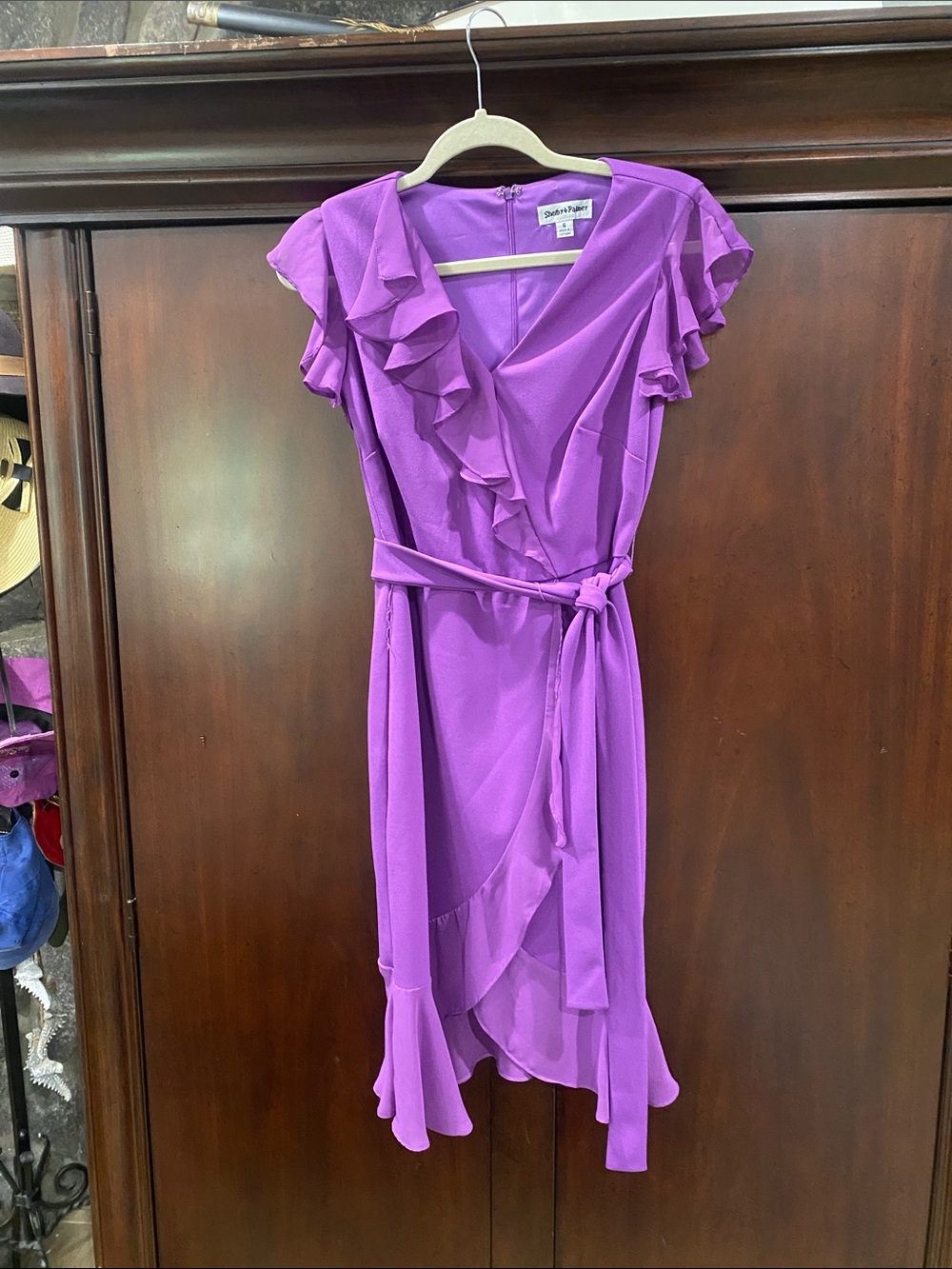 Shelby & Palmer Violet Ruffle Wrap Midi Dress